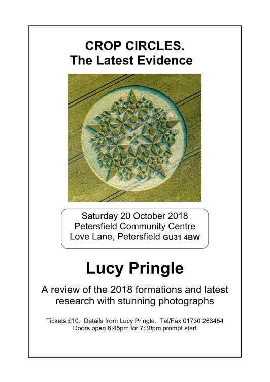 Talk at Petersfield Community Centre. The Latest Evidence Review of 2018 crop circle research