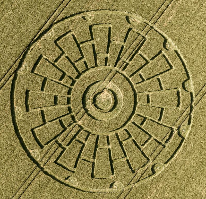 Dorset. 1st June 2020. Barley, c.130 feet (39.5m) A complex series of concentric circles divided into multiple radial 'checker board' portions. By kind permision of STONEHENGE DRONESCAPES PHOTOGRAPHY COPYRIGHT 2020